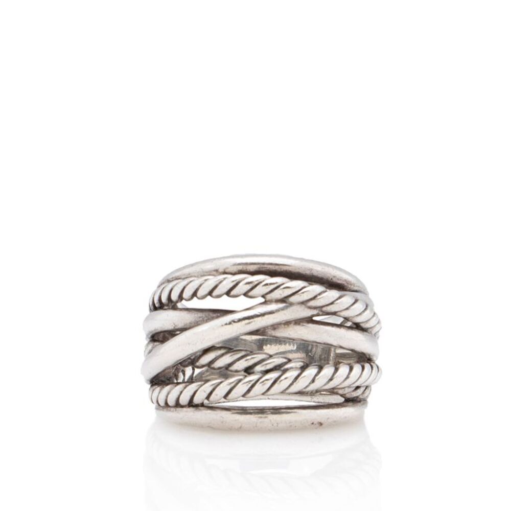 David Yurman Sterling Silver Crossover Wide Ring - Size 7